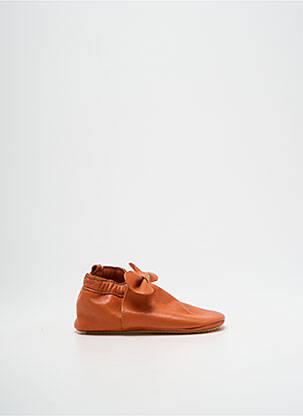 Chaussons/pantoufles semelle extérieure cuir bout rond orange PATT'TOUCH fille