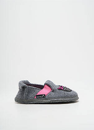 Chaussons/pantoufles tissage satiné bout rond gris NANGA fille