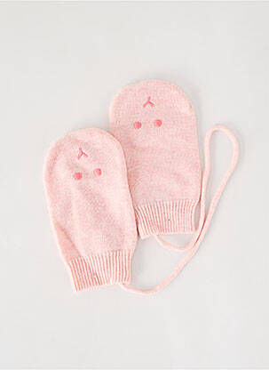 Gants finition bords-côtes rose PETIT BATEAU fille