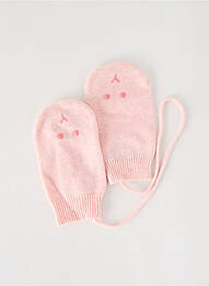 Gants finition bords-côtes rose PETIT BATEAU fille