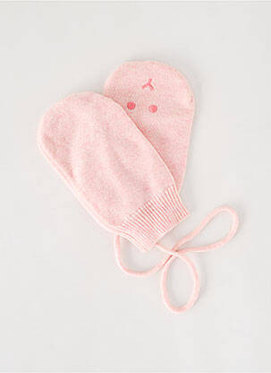 Gants finition bords-côtes rose PETIT BATEAU fille