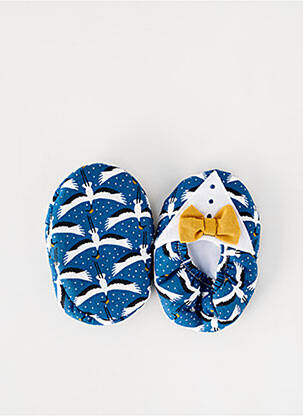 Chaussons/pantoufles semelle extérieure textile bout rond bleu BB AND CO garçon