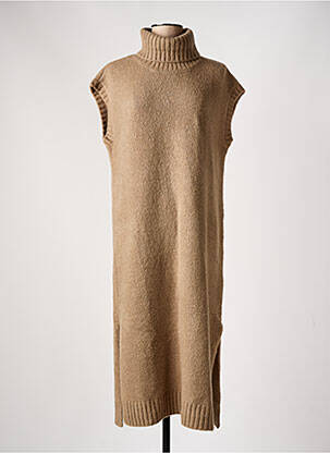 Robe pull coupe droite manches courtes marron YEST femme