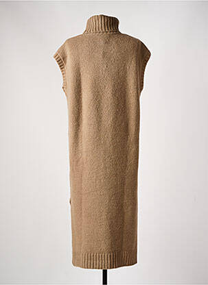 Robe pull coupe droite manches courtes marron YEST femme