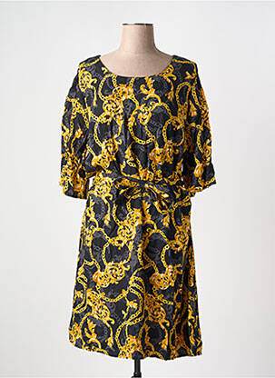 Robe mi-longue manches 3/4 manches 3/4 jaune ADIA femme