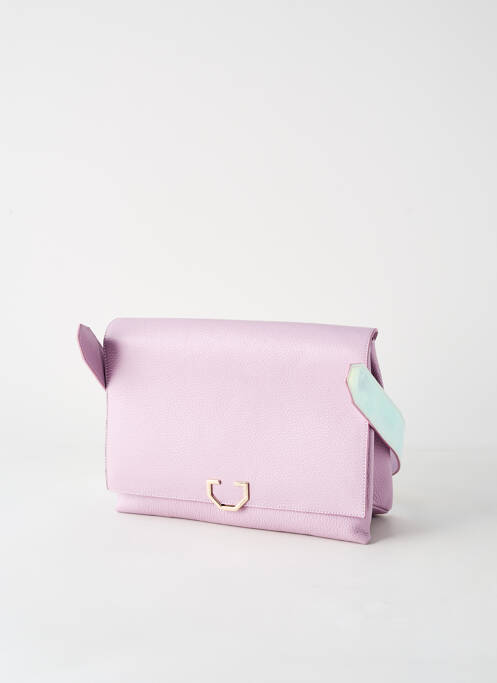 Sac cuir grainé forme rectangulaire violet ANNA VIRGILI femme