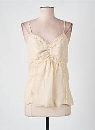Top manches bretelles ajustables fines bretelles beige VILA femme