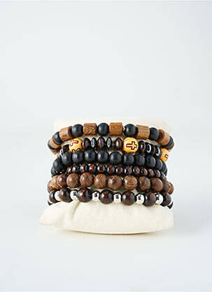 Bracelet fermeture elastique marron TATA GISELE homme