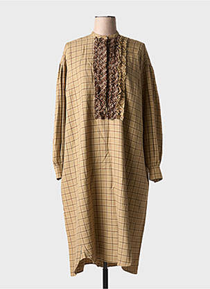 Robe longue manches longues manches longues beige LAURENCE femme