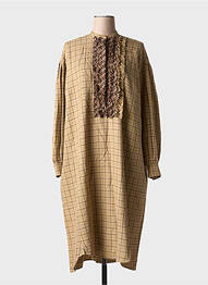 Robe longue manches longues manches longues beige LAURENCE femme