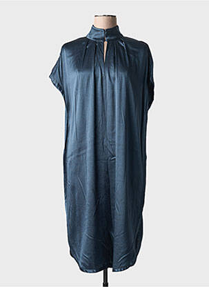 Robe mi-longue coupe fluide manches courtes bleu ATTIC AND BARN femme