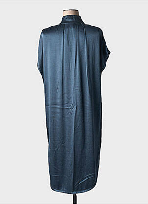 Robe mi-longue coupe fluide manches courtes bleu ATTIC AND BARN femme