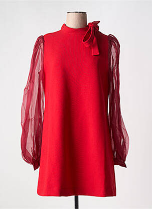 Robe courte coupe évasée manches longues rouge SEMICOUTURE femme
