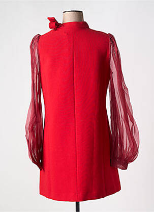 Robe courte coupe évasée manches longues rouge SEMICOUTURE femme