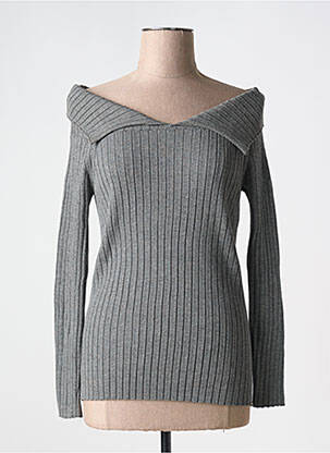 Pull coupe cintrée manches longues gris SEMICOUTURE femme