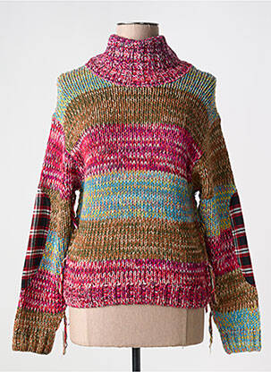Pull col roulé coupe cintrée manches longues rose SEMICOUTURE femme