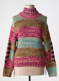 Pull col roulé coupe cintrée manches longues rose SEMICOUTURE femme
