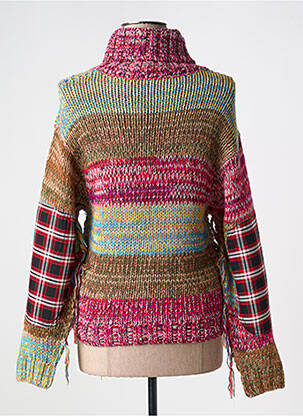 Pull col roulé coupe cintrée manches longues rose SEMICOUTURE femme