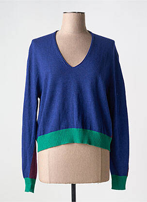 Pull col v manches longues bleu TINSELS femme
