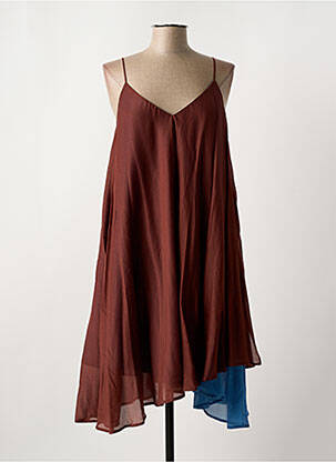 Robe mi-longue sans manche sans manche marron SEMICOUTURE femme