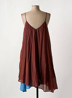 Robe mi-longue sans manche sans manche marron SEMICOUTURE femme