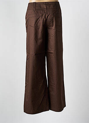 Pantalon large fermeture zippée sous rabat boutonné taille normale marron CARACTERE femme