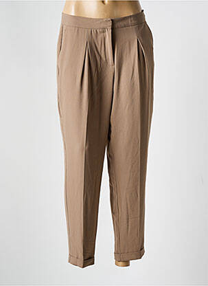 Pantalon 7/8 fermeture zippée sous rabat avec crochet taille basse marron SILVIAN HEACH femme