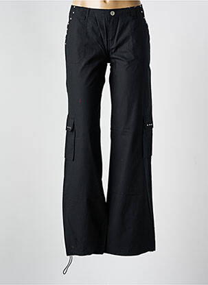 Pantalon droit tissage popeline taille normale noir MYSTIC femme