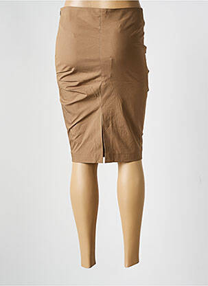 Jupe mi-longue fermeture zip latéral marron GUNEX femme