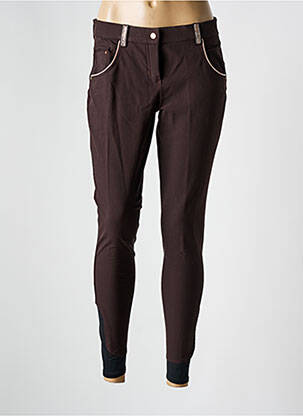 Pantalon slim tissage popeline taille normale marron BR femme