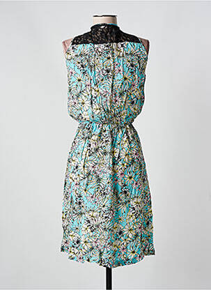 Robe mi-longue imprimé fleurs sans manche bleu ROMATIC femme