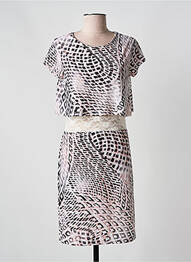 Robe mi-longue imprimé fantaisie manches courtes rose ESPERANCE femme
