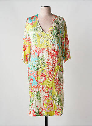Robe mi-longue manches 3/4 manches 3/4 vert JOYCE & GIRLS femme