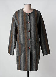 Manteau long poches sans capuche gris LOCAL femme