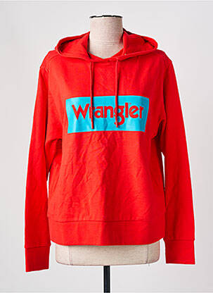 Sweat-shirt à capuche sérigraphie floquée manches longues rouge WRANGLER femme