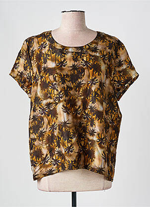 T-shirt imprimé fantaisie manches courtes marron ROSEANNA femme