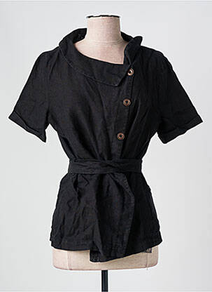 Chemisier coupe cintrée manches courtes noir SYM femme