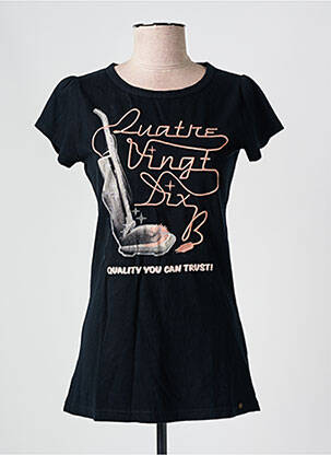 T-shirt sérigraphie floquée manches courtes noir 42010B femme