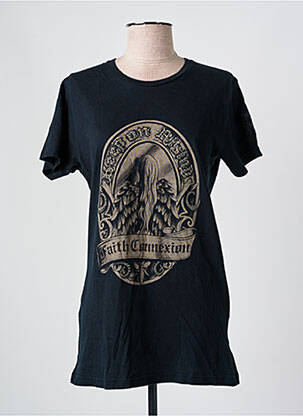 T-shirt sérigraphie avec strass manches courtes noir FAITH CONNEXION femme