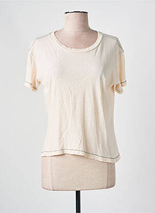 T-shirt coupe cintrée manches courtes beige CURRENTE/ELLIOTT femme