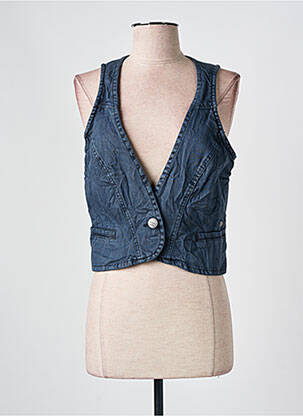 Gilet sans manche coupe cintrée bleu GEISHA femme