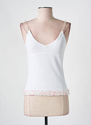 Top col v sans manche blanc VOTRE NOM femme