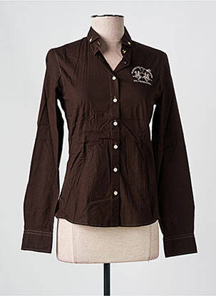 Chemisier coupe cintrée manches longues marron LA MARTINA femme