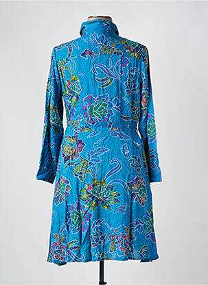 Robe mi-longue imprimé fleurs manches longues bleu LA FIANCEE DU MEKONG femme