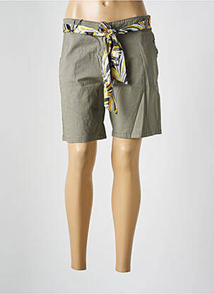 Short fermeture zippée sous rabat boutonné vert MADE IN ITALY femme