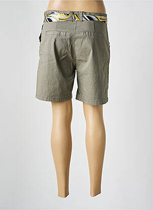 Short fermeture zippée sous rabat boutonné vert MADE IN ITALY femme