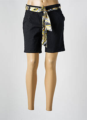 Short fermeture zippée sous rabat boutonné noir MADE IN ITALY femme