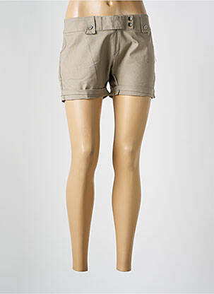 Short fermeture zippée sous rabat boutonné beige CAPRICINE.K femme