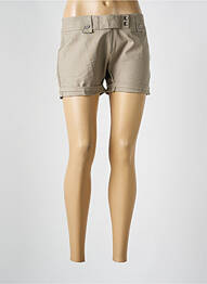 Short fermeture zippée sous rabat boutonné beige CAPRICINE.K femme