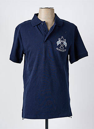 Polo stretch manches courtes bleu FLAGS & CUP homme